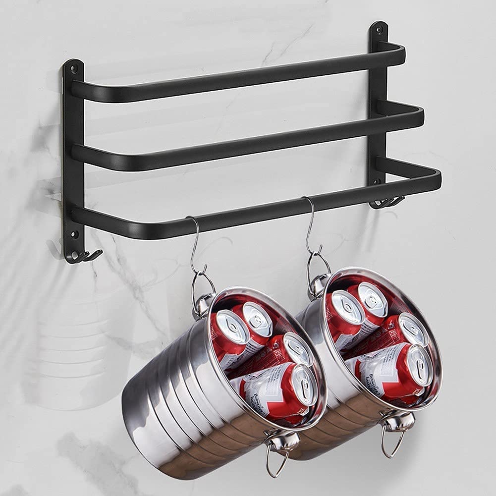 Hliníkový držák na ručníky na zeď do koupelny 40 cm nebo 60 cm černý nebo bílý