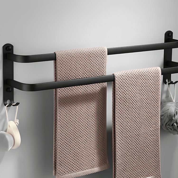 Hliníkový držák na ručníky na zeď do koupelny 40 cm nebo 60 cm černý nebo bílý