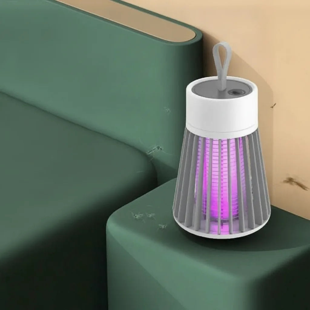 Armadilha elétrica UV para mosquitos — ventoinha de sucção de ar a 360°, bateria USB recarregável, menos de 30 dB, até 50 m²