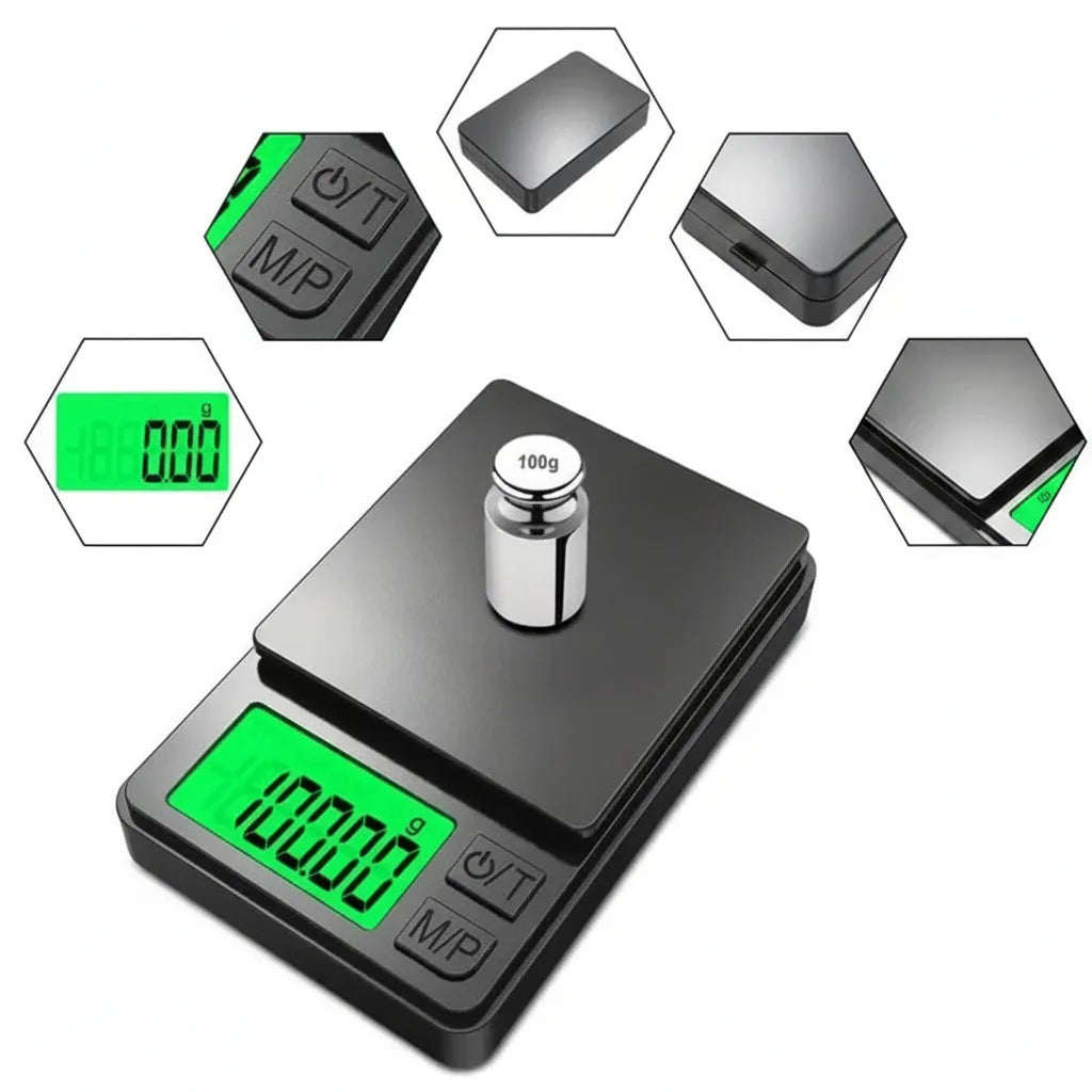 Digitale Taschenwaage — Präzision von 0.01 g oder 0.1 g, hintergrundbeleuchtetes Display