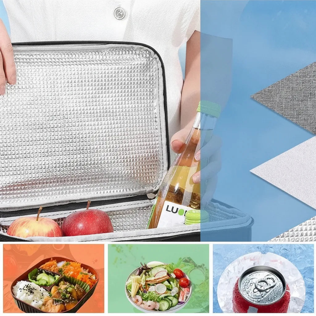 Sac à déjeuner isotherme — Poignée de transport, bandoulière amovible, compartiment principal à double fermeture éclair