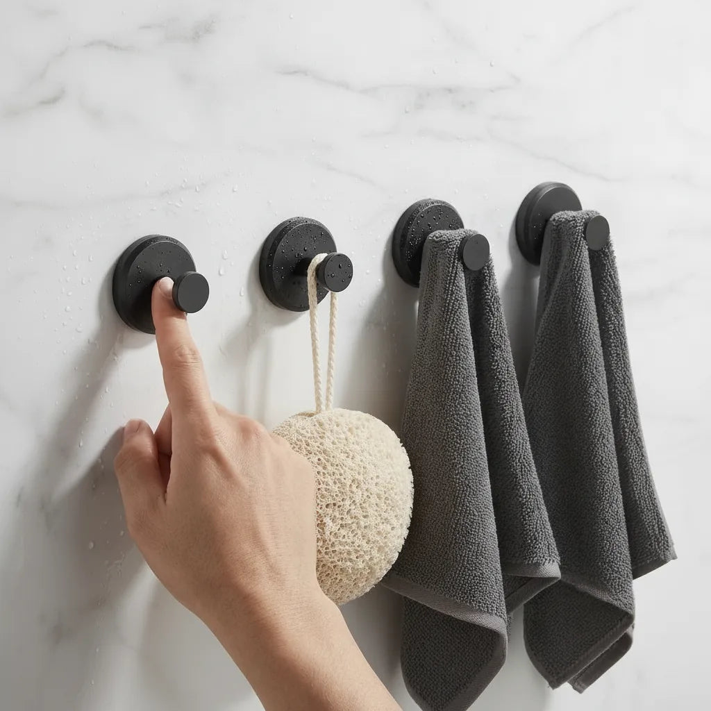 4-Pack No-Drill Wall Hooks — Strong Suction Cup Adhesion, Assorted Colors