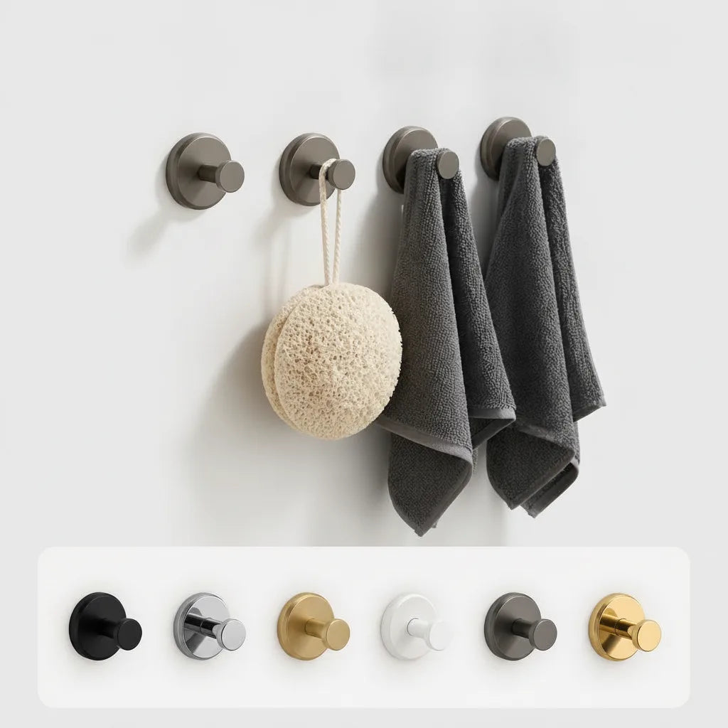4-Pack No-Drill Wall Hooks — Strong Suction Cup Adhesion, Assorted Colors