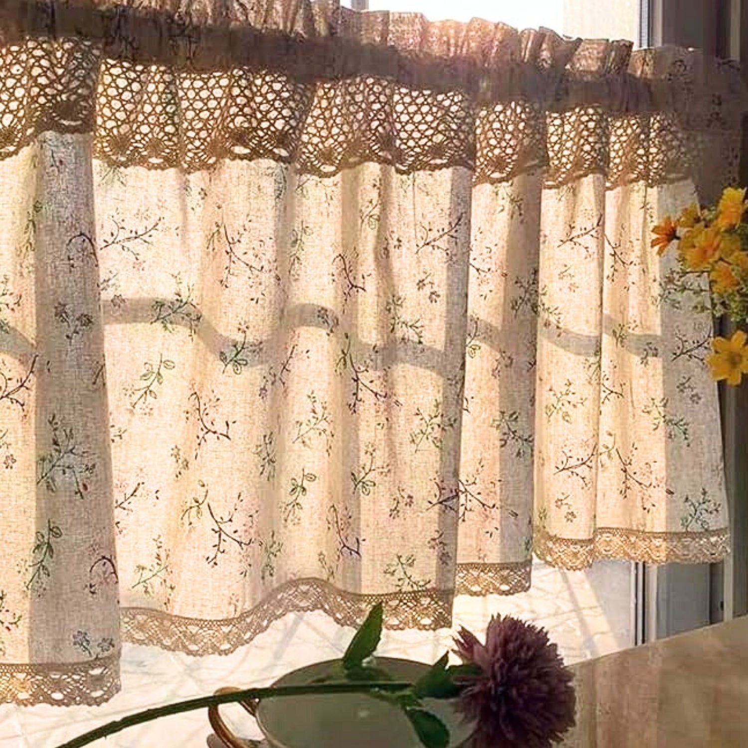 Nordic Bloom Kitchen Cabinet Curtain | Ka-mostore