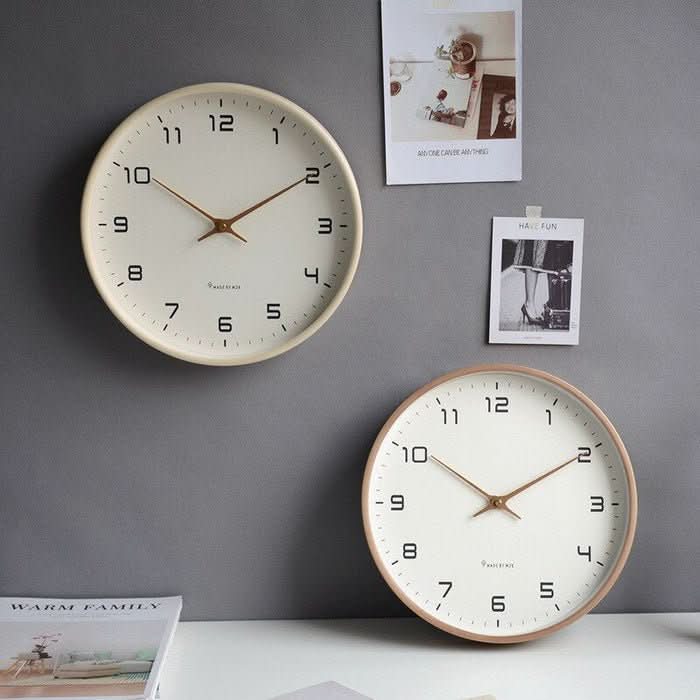 NordicTimber Modern Wood Wall Clock - Brown & Cream | Ka-mostore