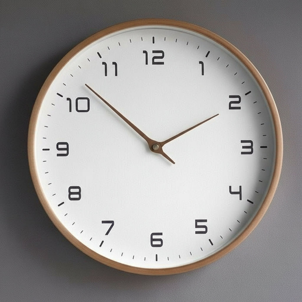 NordicTimber Modern Wood Wall Clock - Brown & Cream | Ka-mostore
