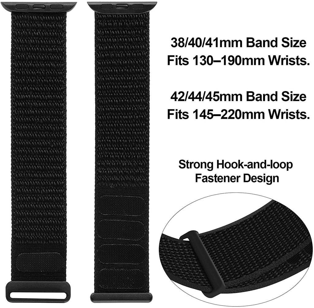 Originální černý nylonový řemínek Apple Watch Loop s nastavitelným zapínáním na suchý zip