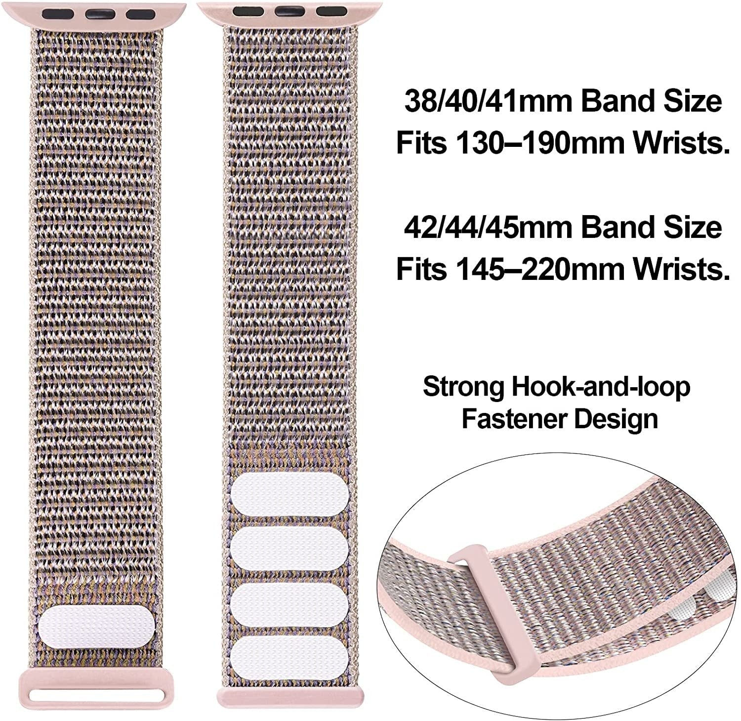 Cinturino ad anello in nylon rosa per Apple Watch — chiusura regolabile in velcro