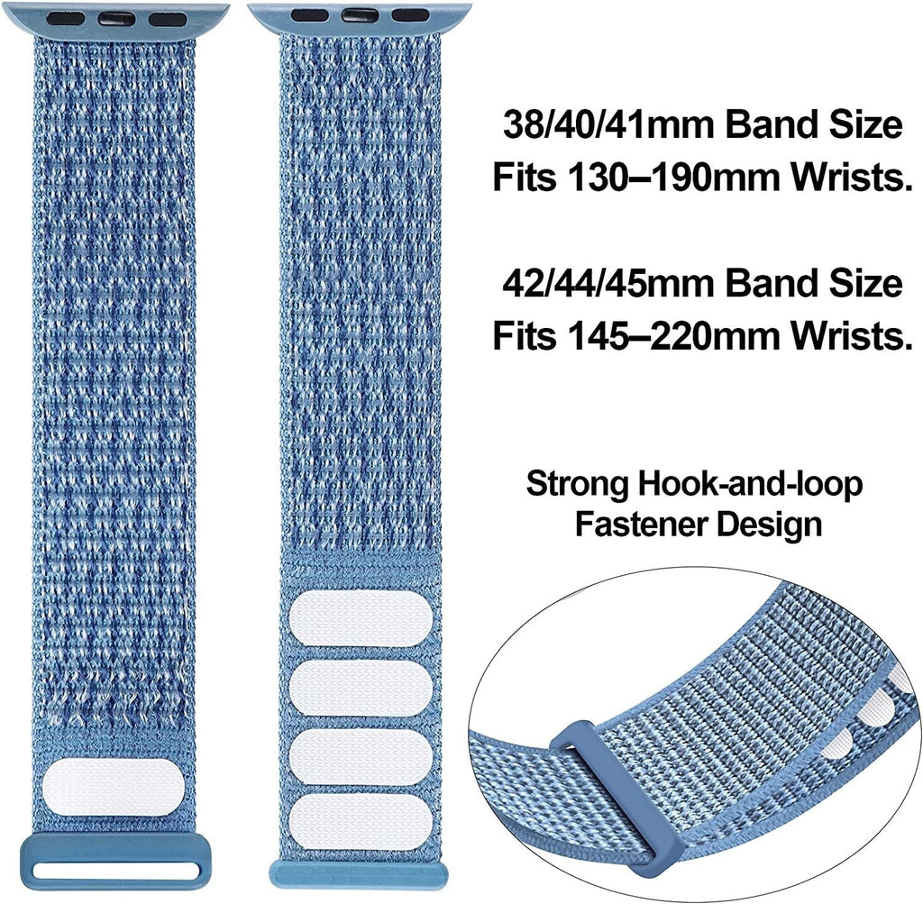Blauwe nylon band voor Apple Watch — verstelbare klittenbandsluiting