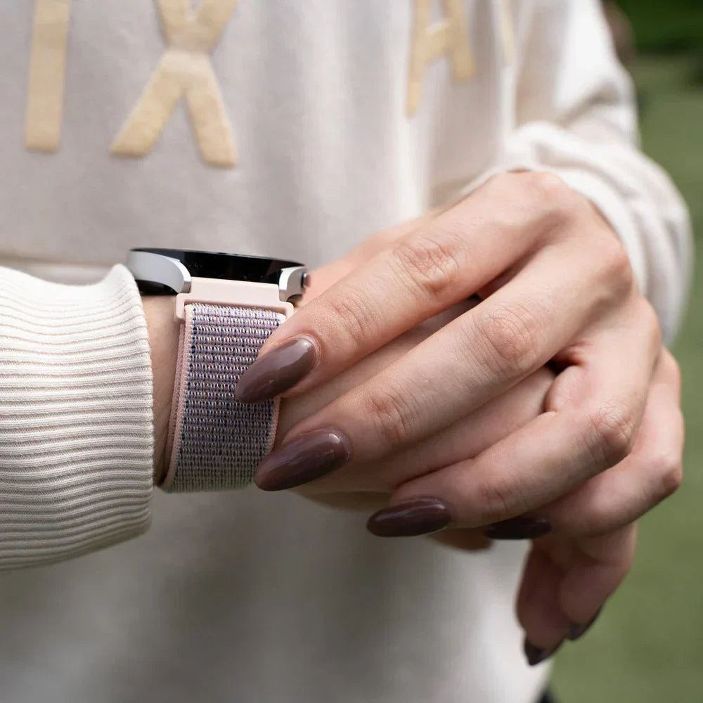 Correa de repuesto de nailon rosa y gris — compatible con el reloj Garmin Venu 2s