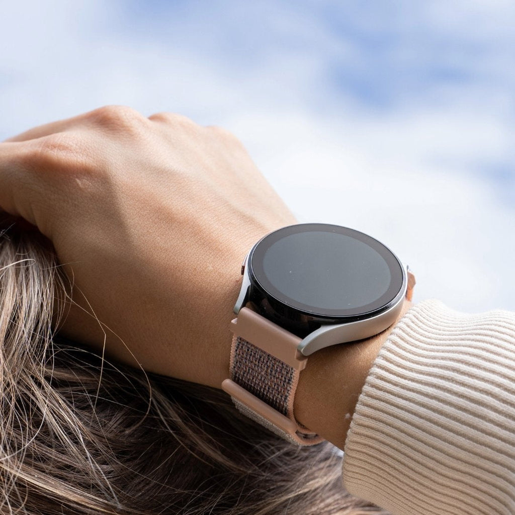 40 mm nylonarmband för Samsung Galaxy Watch 7 – grått och rosa