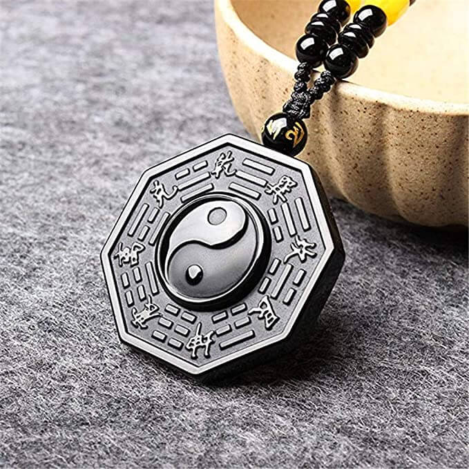 Náhrdelník s přívěskem Jin a Jang z černého obsidiánu | Ka-mostore