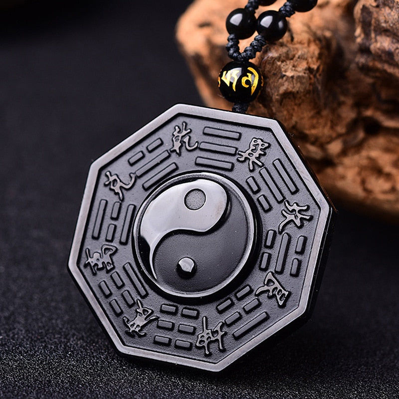 Náhrdelník s přívěskem Jin a Jang z černého obsidiánu | Ka-mostore