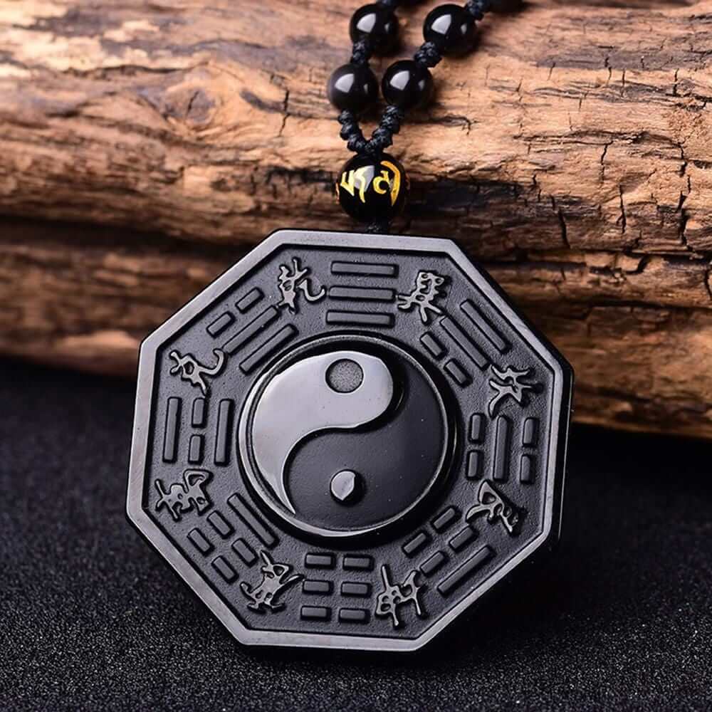 Náhrdelník s přívěskem Jin a Jang z černého obsidiánu | Ka-mostore