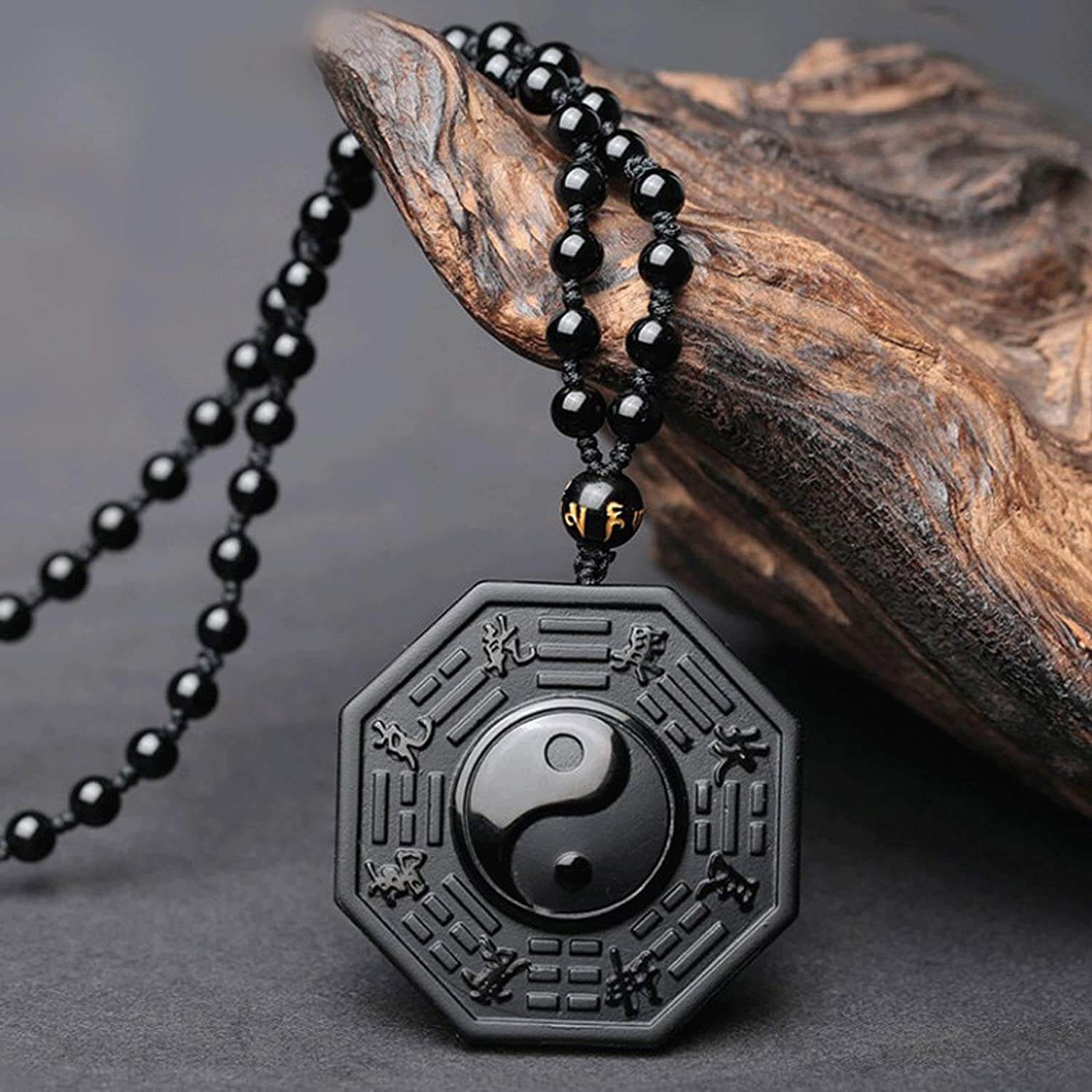 Náhrdelník s přívěskem Jin a Jang z černého obsidiánu | Ka-mostore