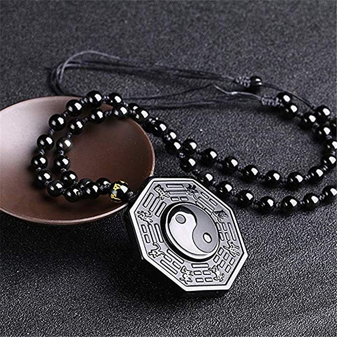 Náhrdelník s přívěskem Jin a Jang z černého obsidiánu | Ka-mostore