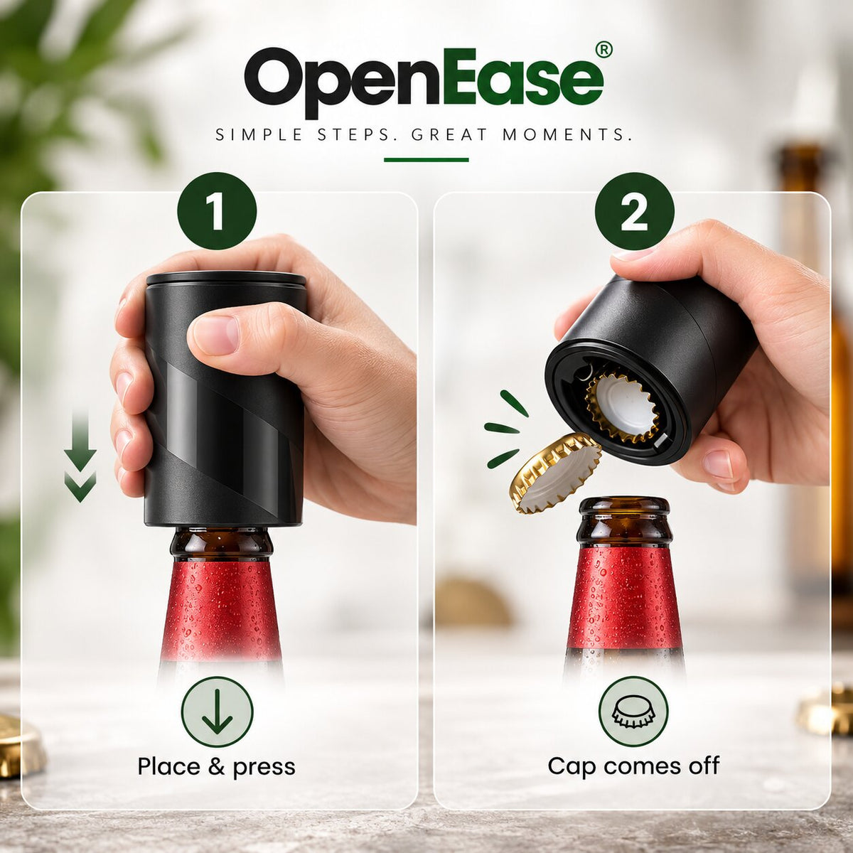 طقم هدايا OpenEase لفتح زجاجات النبيذ والبيرة - فتاحة نبيذ كهربائية وفتاحة بيرة أوتوماتيكية
