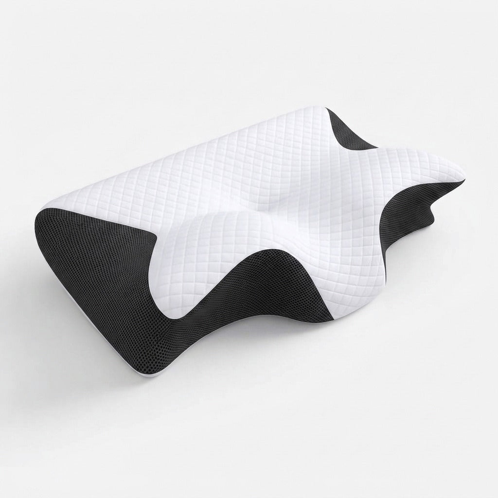 Memory-Foam-Nackenkissen mit Schmetterlingsmotiv für Seiten- und Rückenschläfer — orthopädische Unterstützung, komfortable langsame Rückfederung