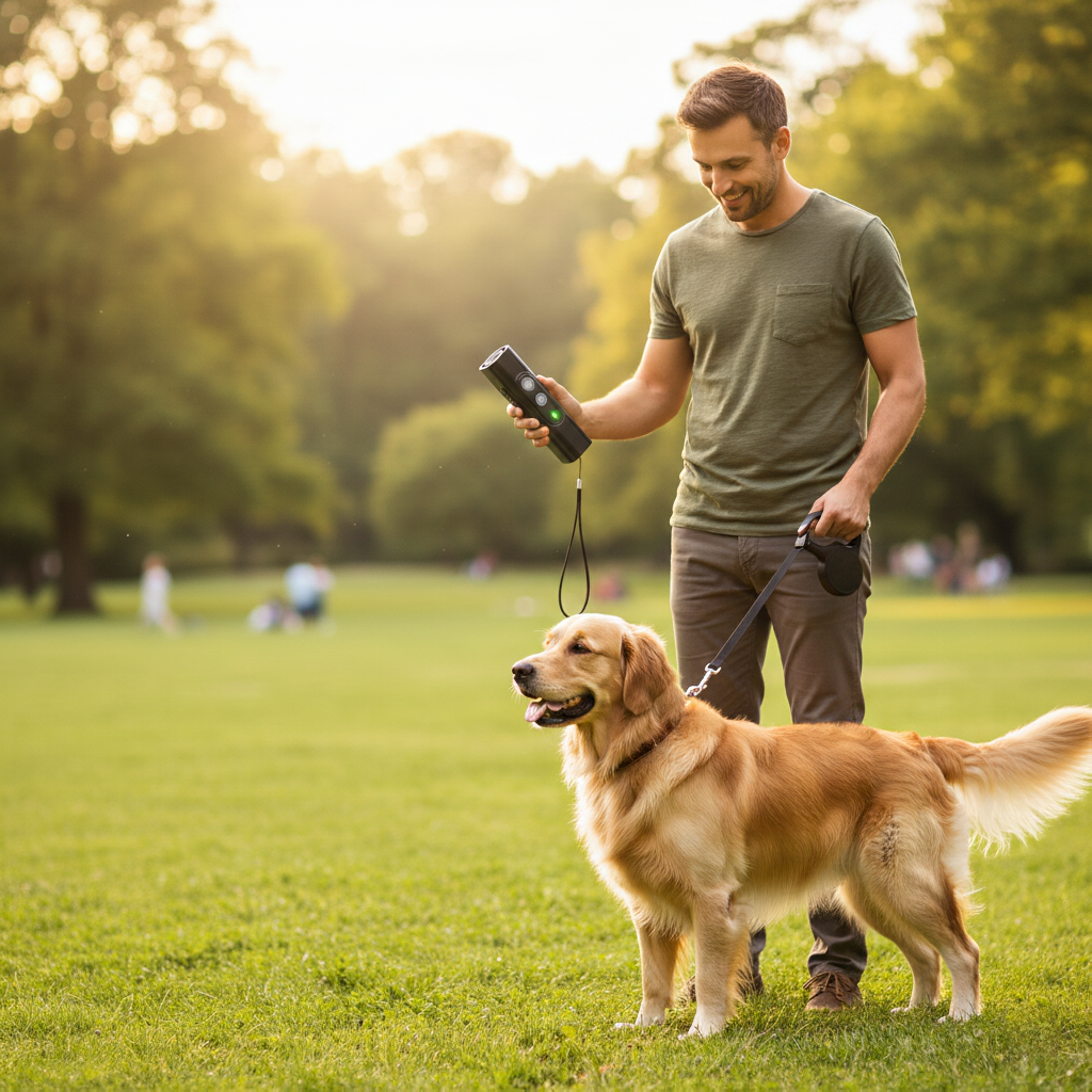 Rechargeable Ultrasonic Dog Training Device Hands Free Inaudible Signals Compact Portable