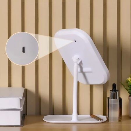 Three-Mode Dimmable LED Makeup Mirror With Touch Control For Tabletop Use
