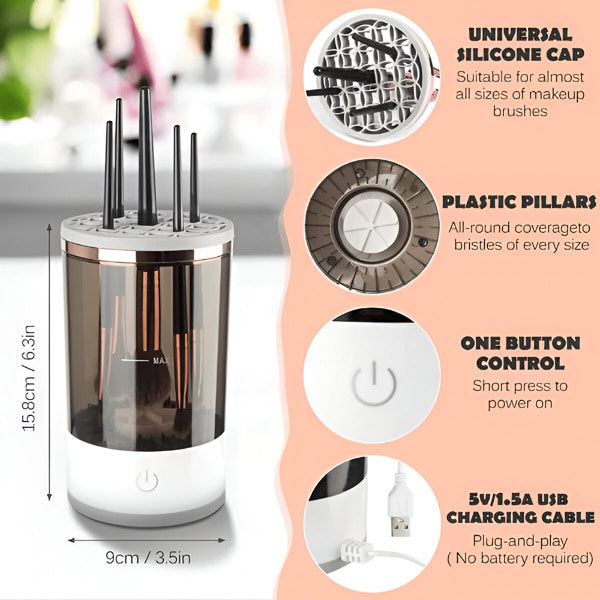 Limpiador eléctrico de brochas de maquillaje PinselClean - dispositivo de limpieza con un solo toque