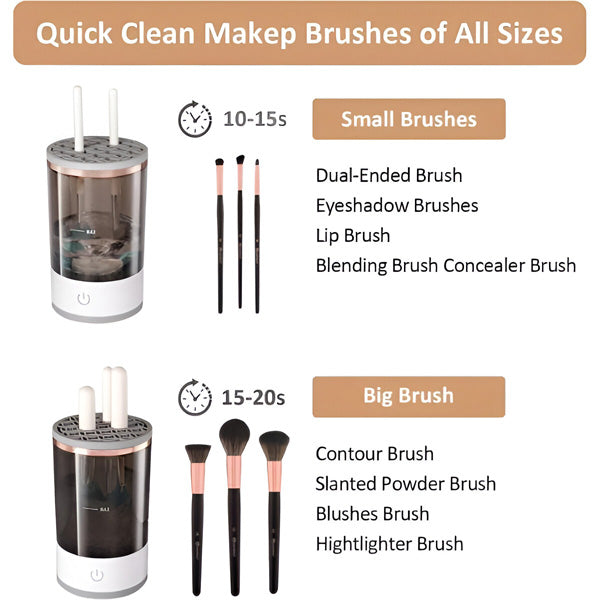 Limpiador eléctrico de brochas de maquillaje PinselClean - dispositivo de limpieza con un solo toque