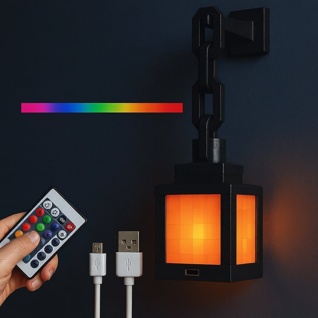 Lámpara de luz pixelada de Minecraft — Luz de mesa inalámbrica de 16 colores