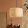 SilkLuma Modern Pendant Light For Kitchen With Pleated Silk Shade Elegant Ceiling Fixture