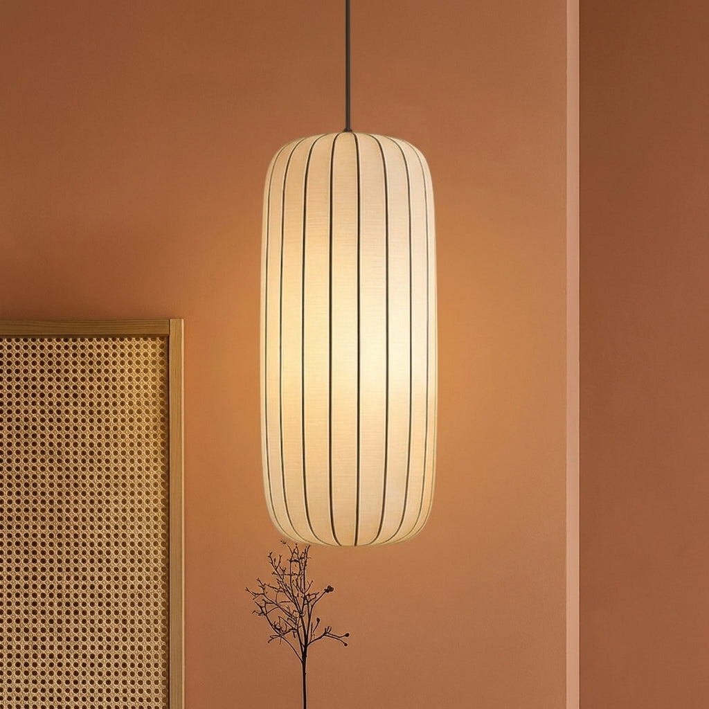 SilkLuma Modern Pendant Light For Kitchen With Pleated Silk Shade Elegant Ceiling Fixture