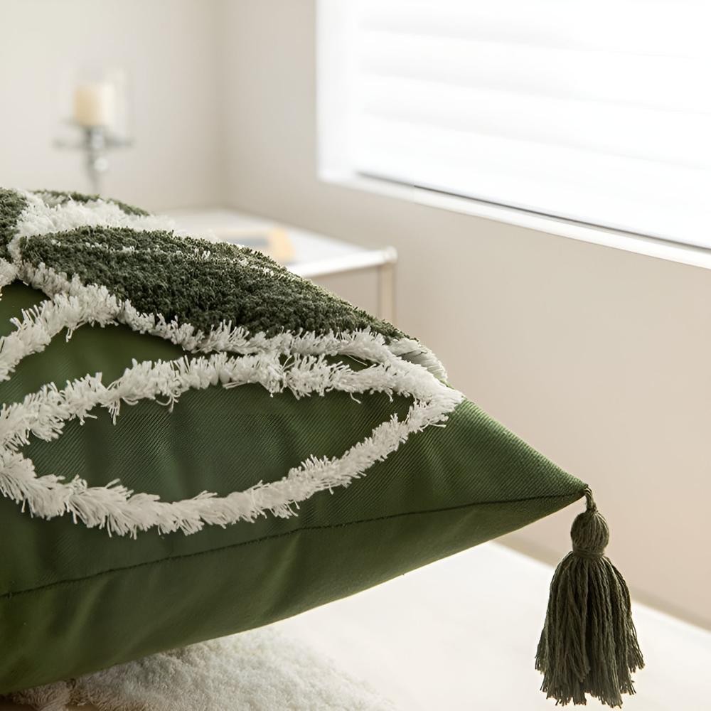 Plush Leaf With Tassel Cushion Cover | Ka-mostore