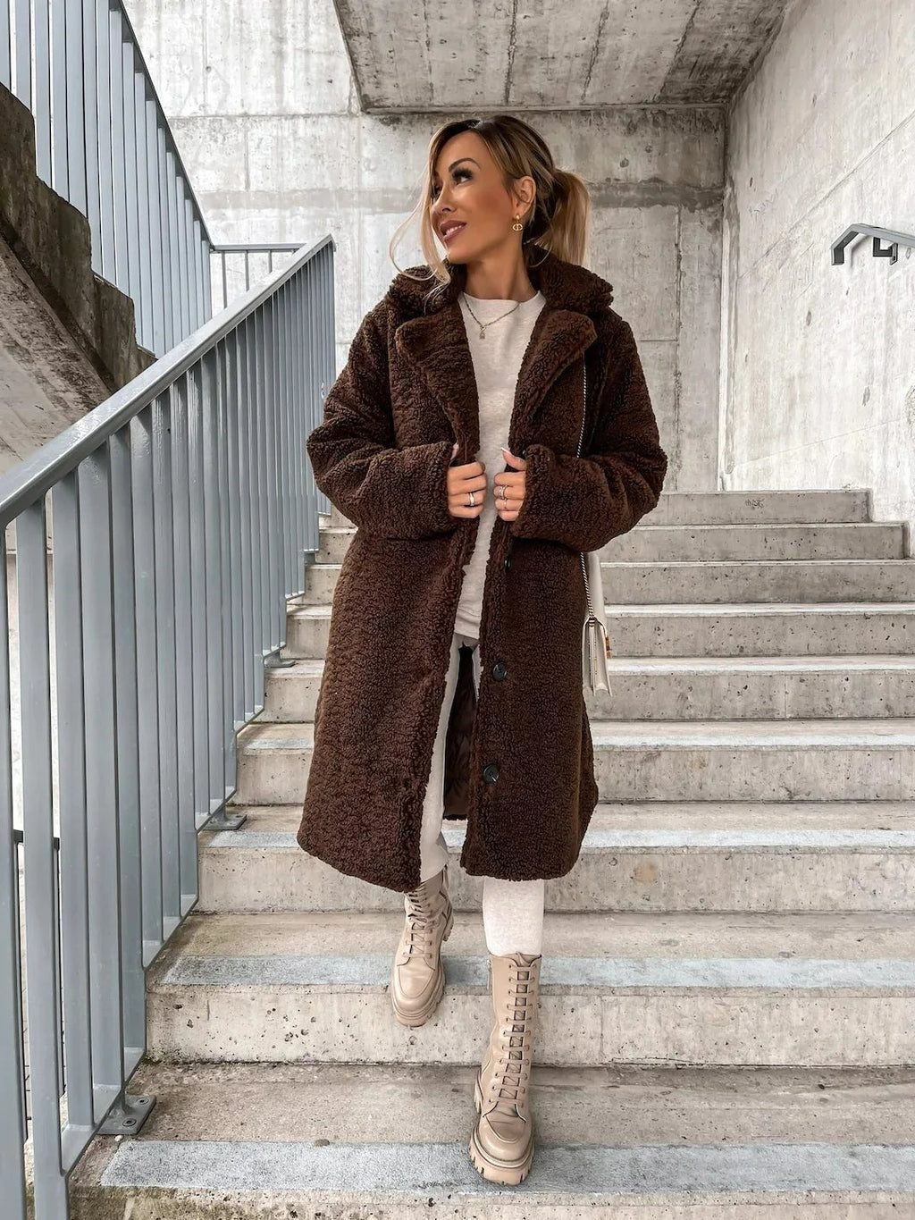 Abrigo de paño acogedor de felpa para mujer | Ka-mostore
