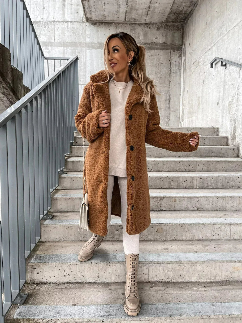 Abrigo de paño acogedor de felpa para mujer | Ka-mostore