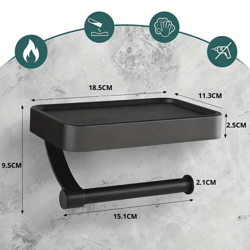 Stainless Steel Toilet Paper Holder With Shelf No Drilling Required