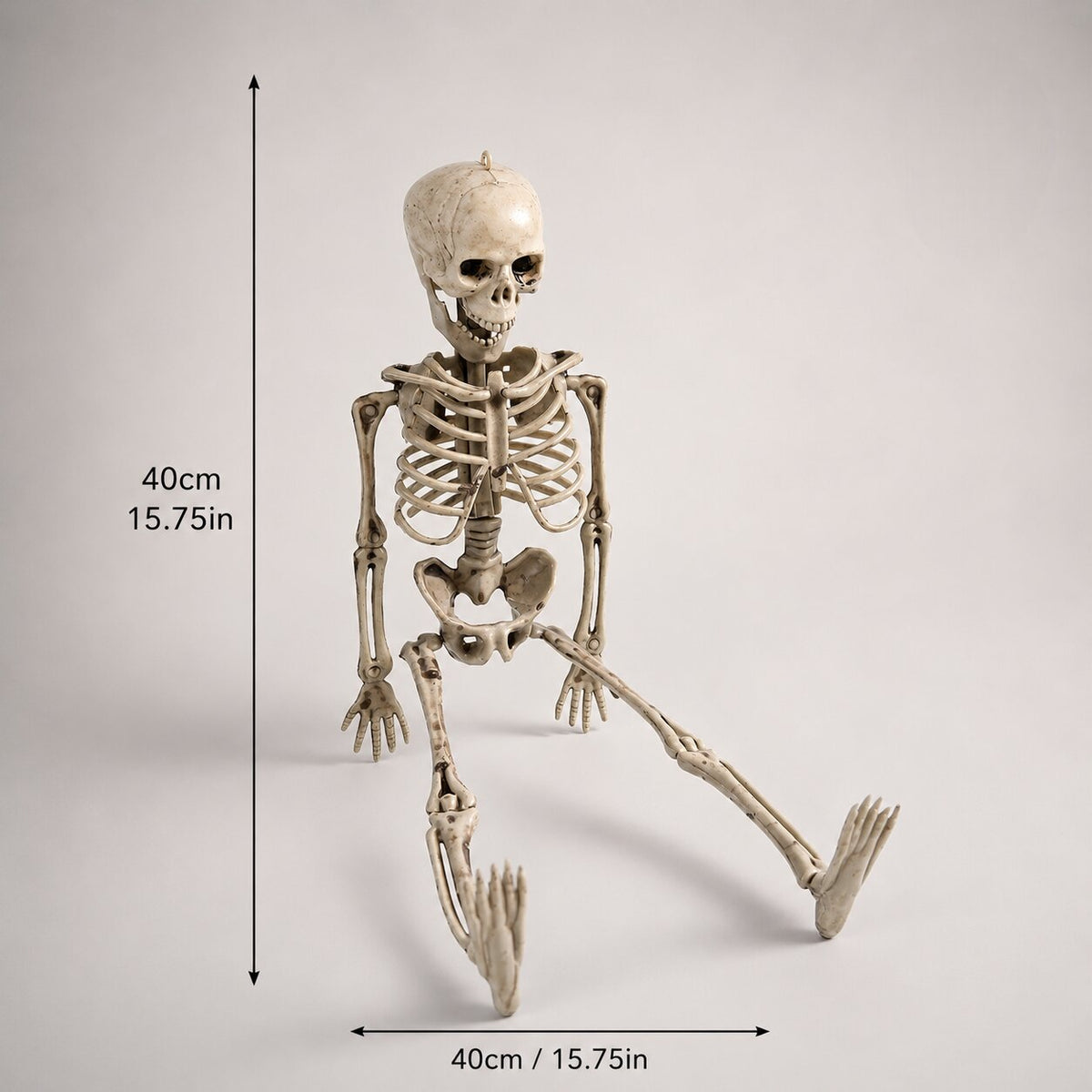 Decoración de esqueleto articulado para Halloween - articulaciones móviles para crear exhibiciones personalizadas, sentado o de pie