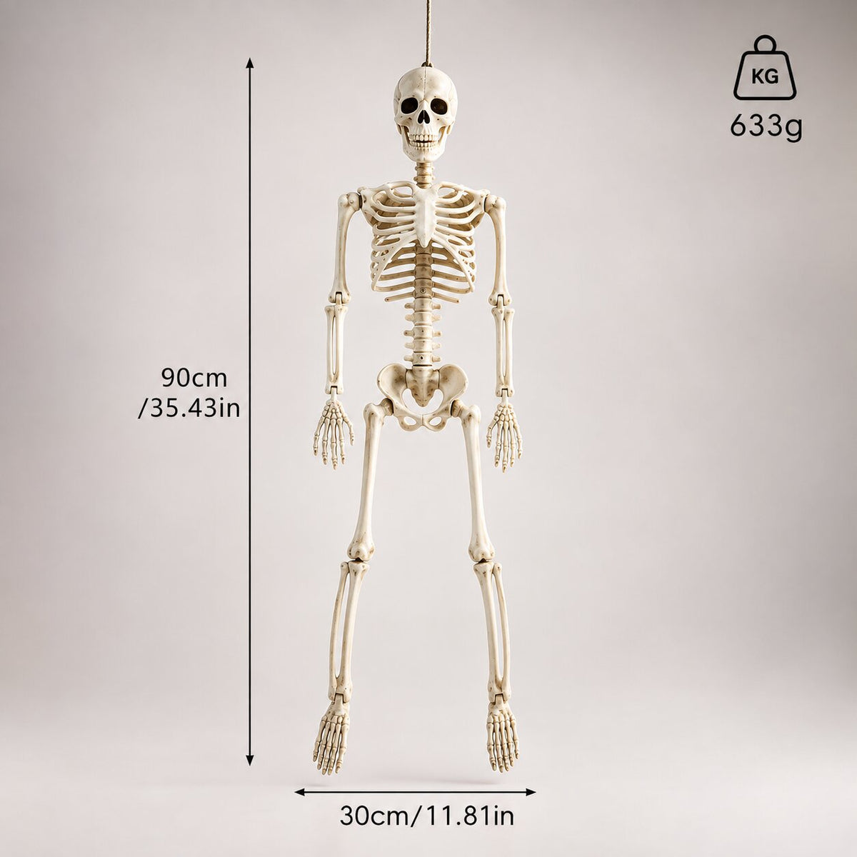 Decoración de esqueleto articulado para Halloween - articulaciones móviles para crear exhibiciones personalizadas, sentado o de pie