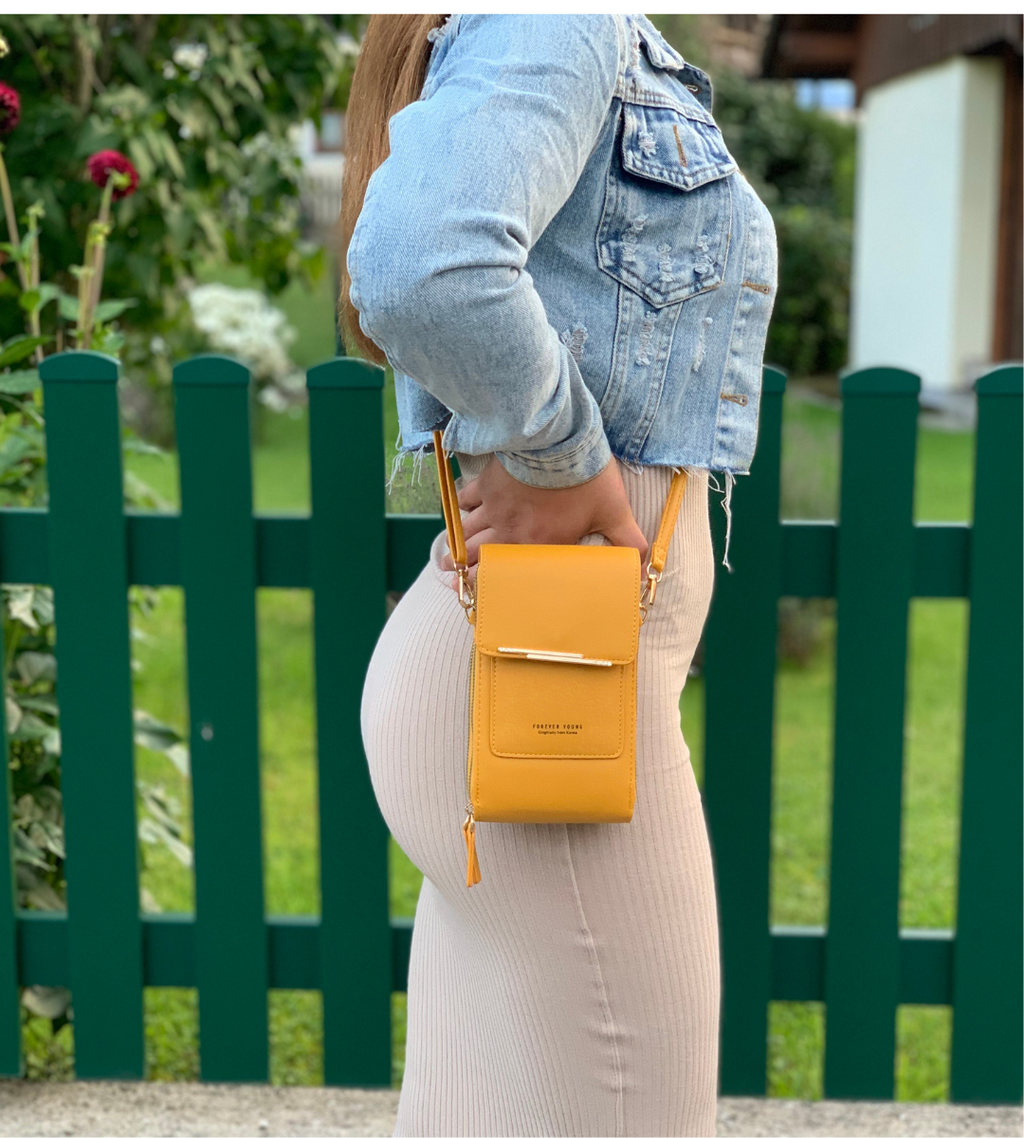 Kompakt lædertaske med justerbar crossbody-rem | Ka-mostore
