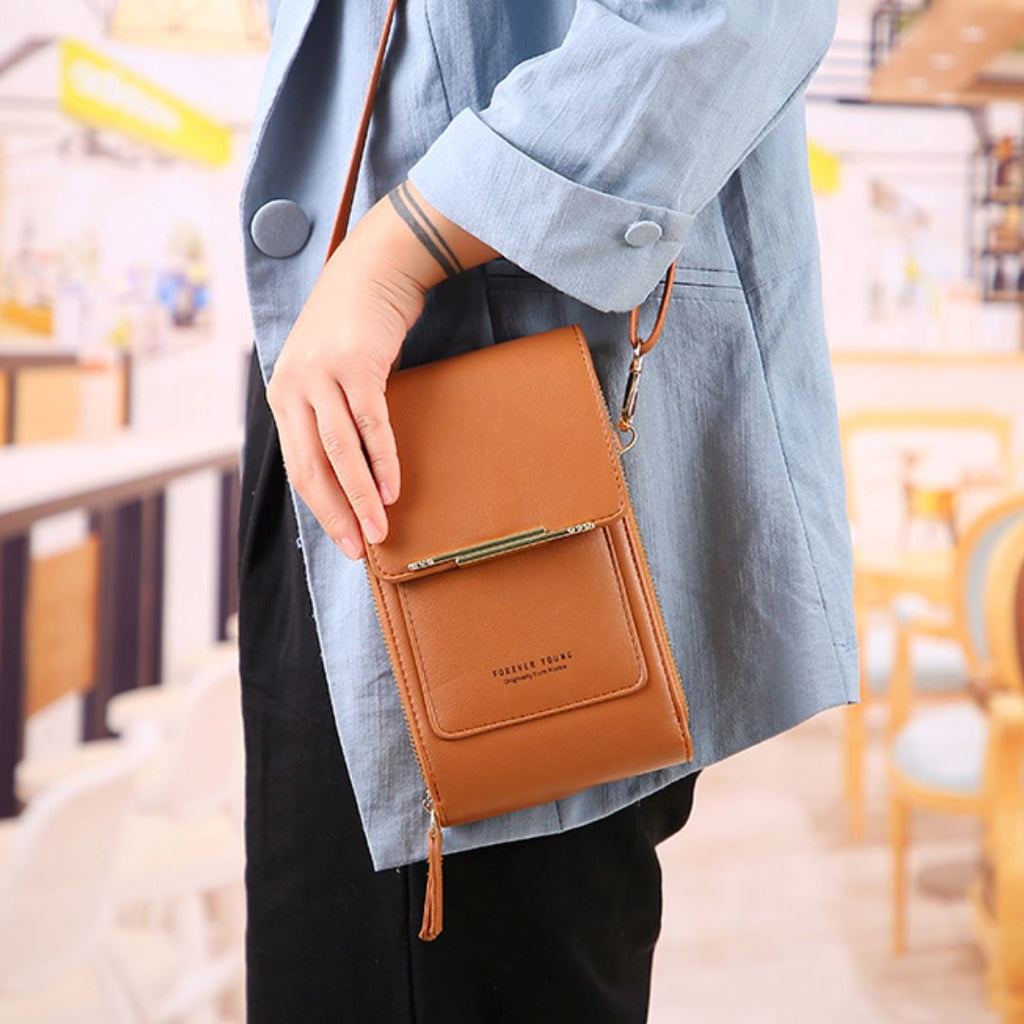 Kompakt lædertaske med justerbar crossbody-rem | Ka-mostore