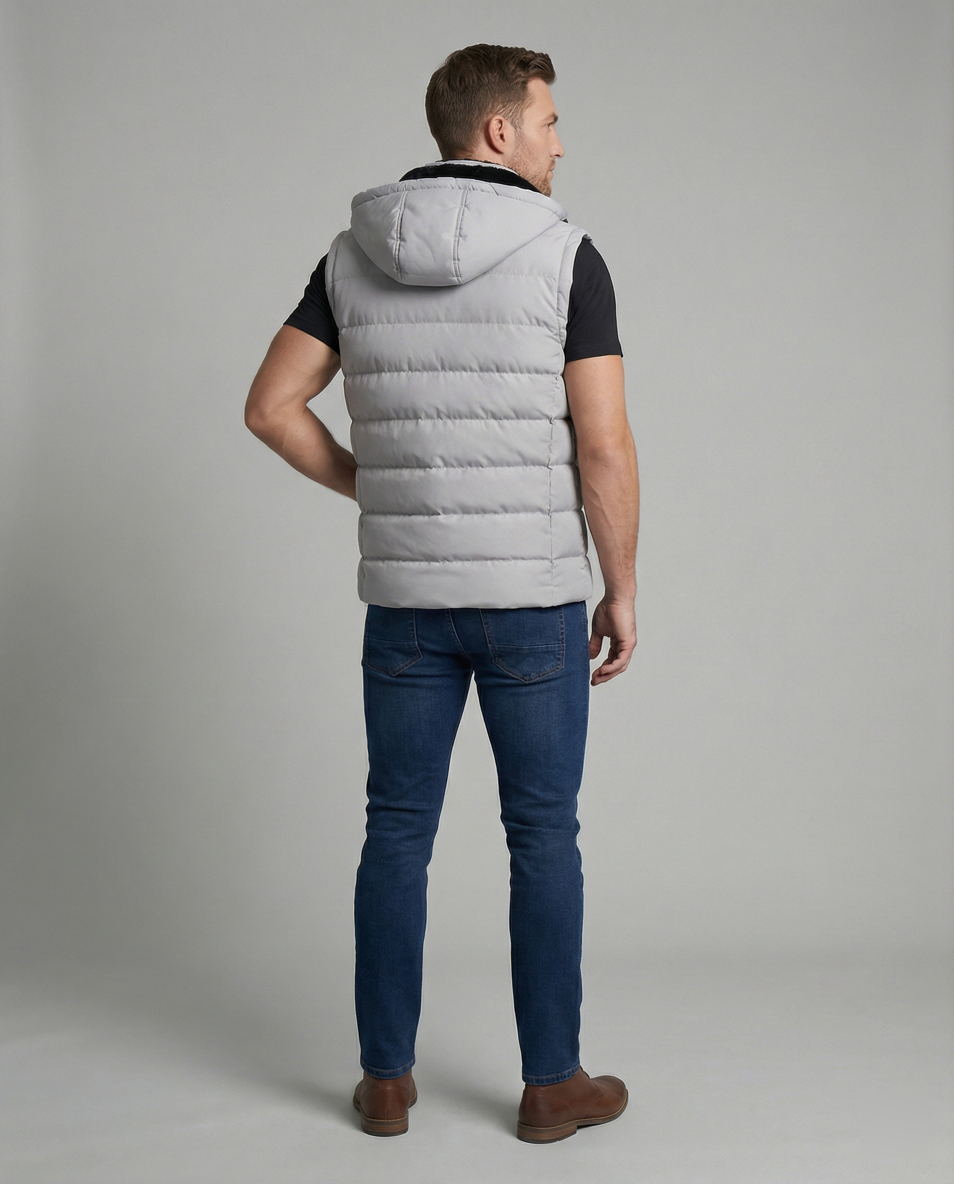 Quilted Puffer Vest with Hood | Ka-mostore