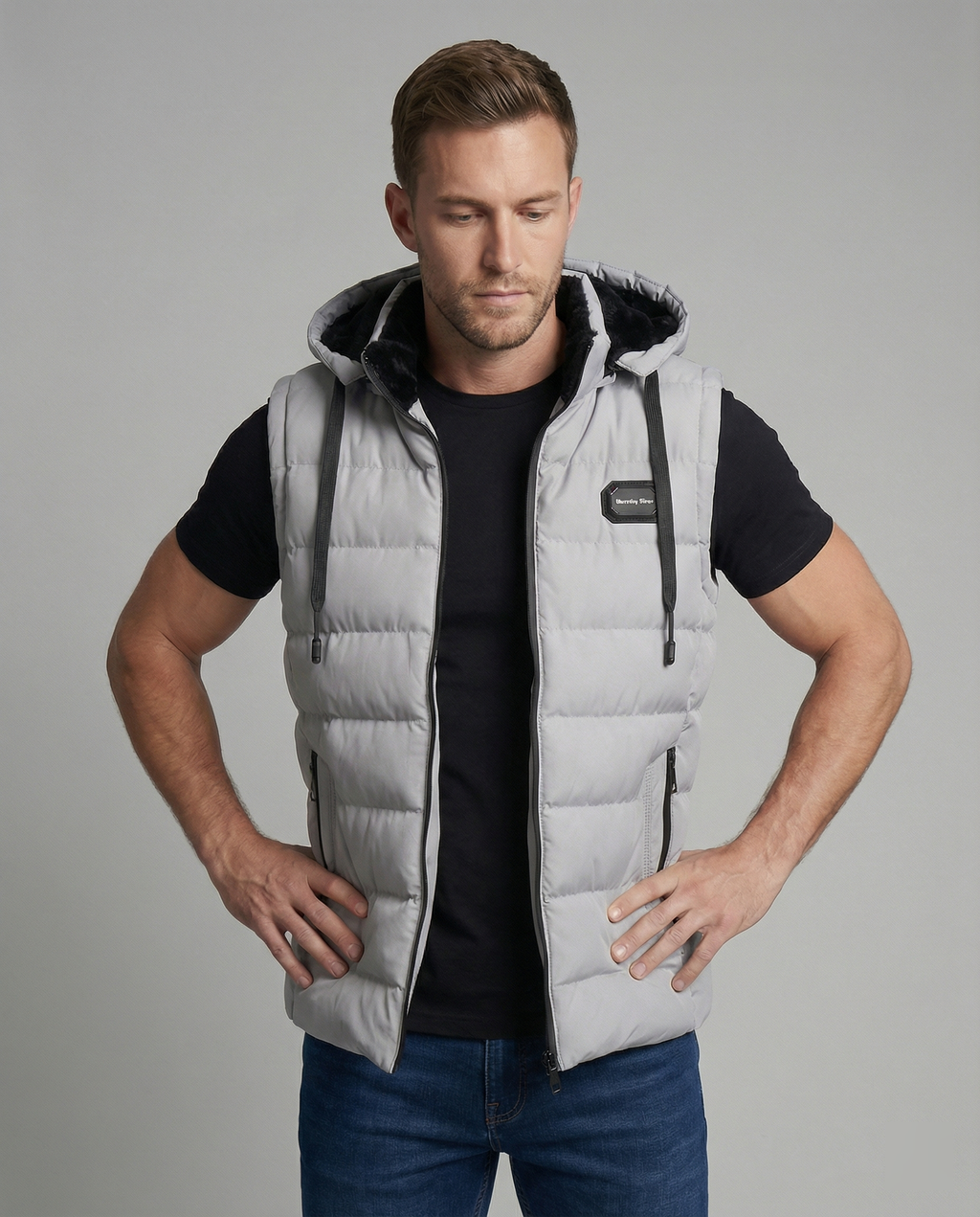 Quilted Puffer Vest with Hood | Ka-mostore