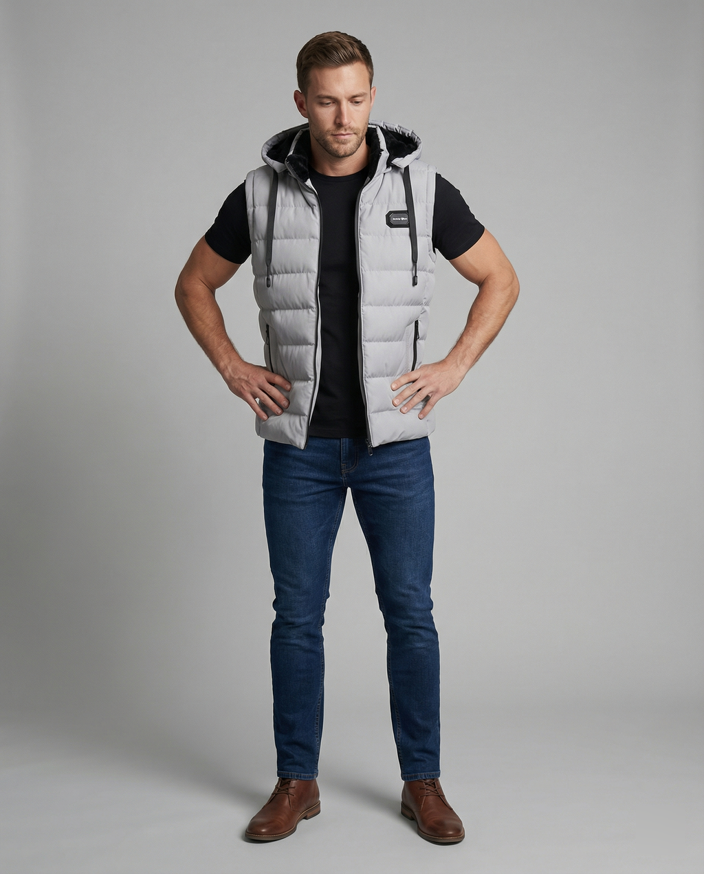 Quilted Puffer Vest with Hood | Ka-mostore