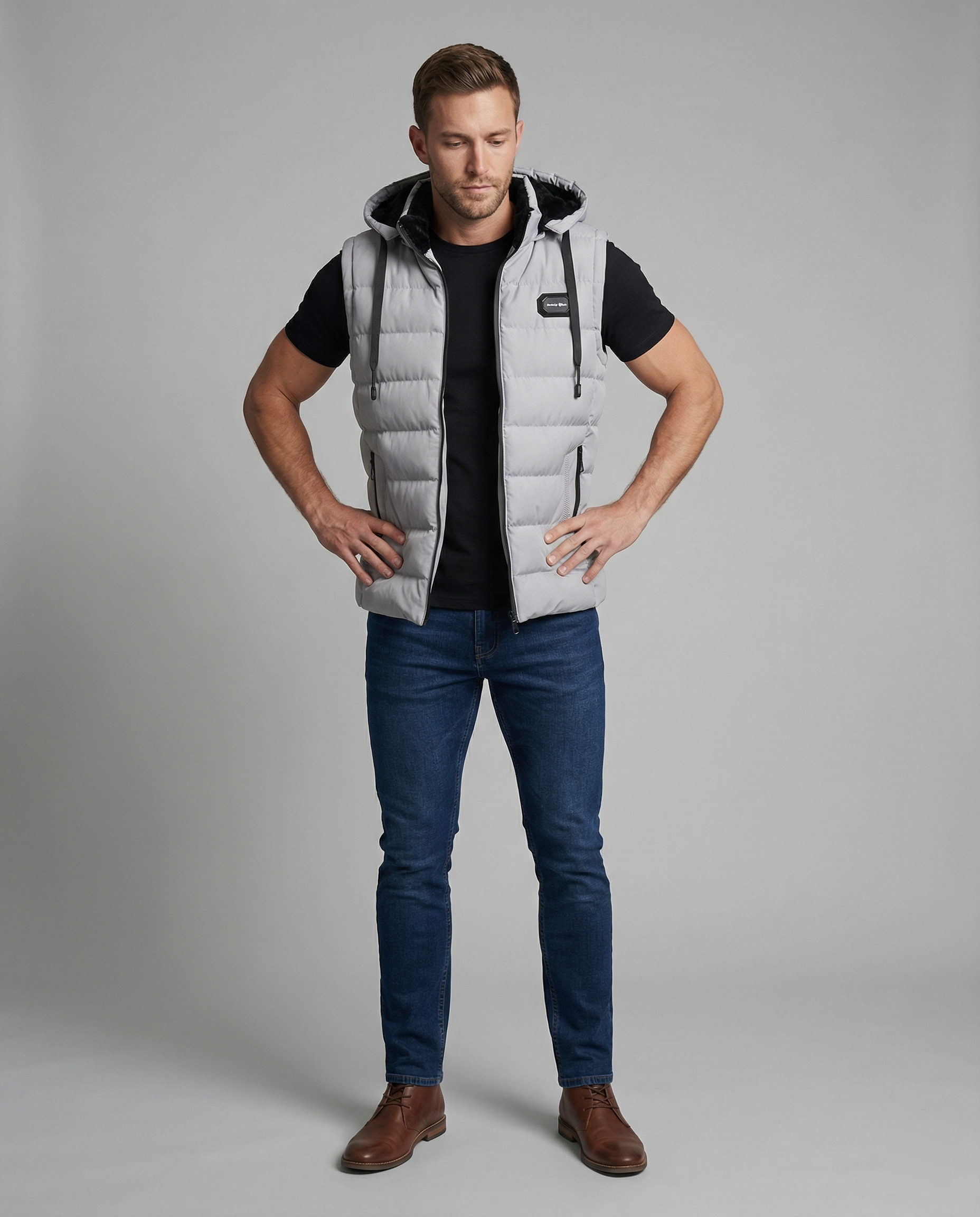Quilted Puffer Vest with Hood | Ka-mostore