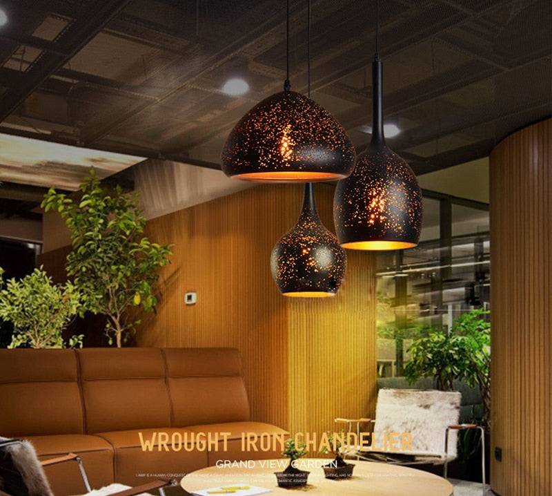 NovaKe Circuit Retro Pendant Light In Iron Finish With E27 Socket For Living Rooms And Kitchens