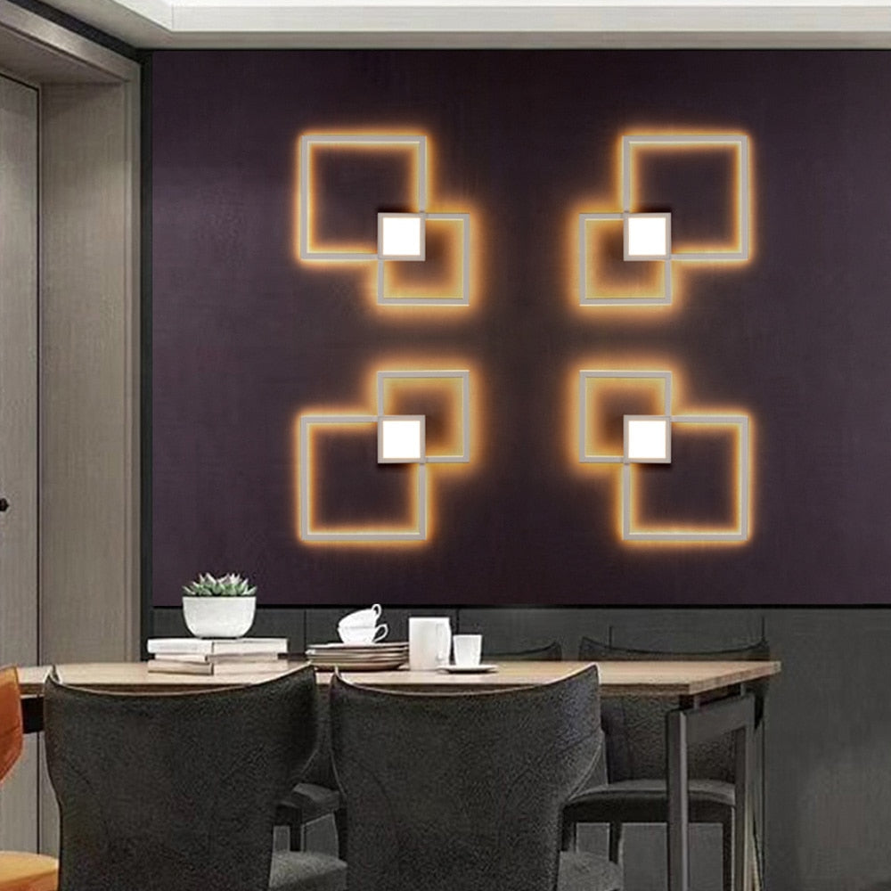 LumaNova Square Light LED Wall Fixture Black And White Finish Indoor Living Room Decor