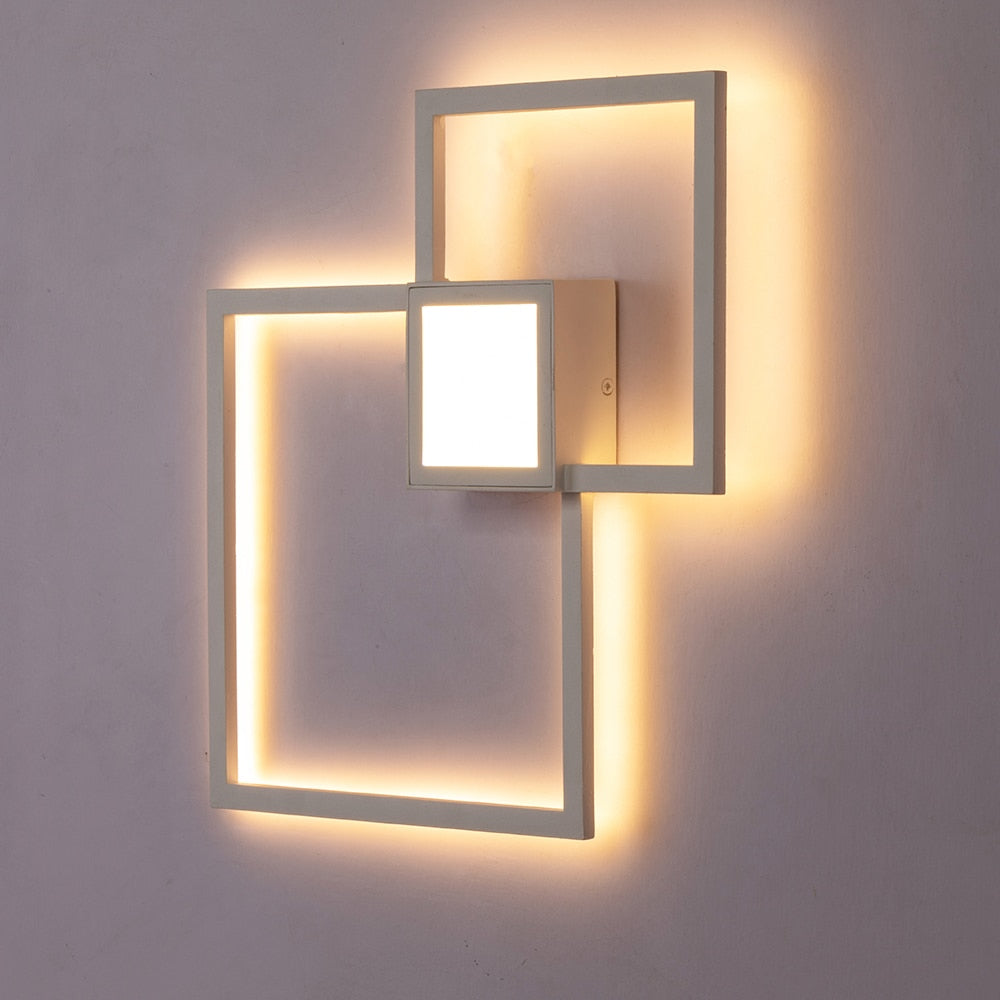 LumaNova Square Light LED Wall Fixture Black And White Finish Indoor Living Room Decor