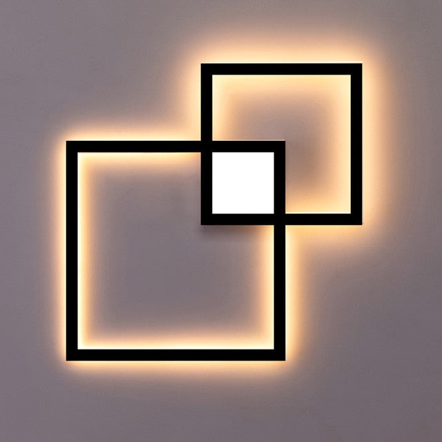 LumaNova Square Light LED Wall Fixture Black And White Finish Indoor Living Room Decor