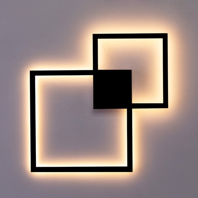 LumaNova Square Light LED Wall Fixture Black And White Finish Indoor Living Room Decor