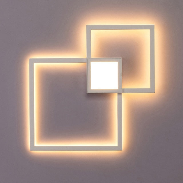 LumaNova Square Light LED Wall Fixture Black And White Finish Indoor Living Room Decor