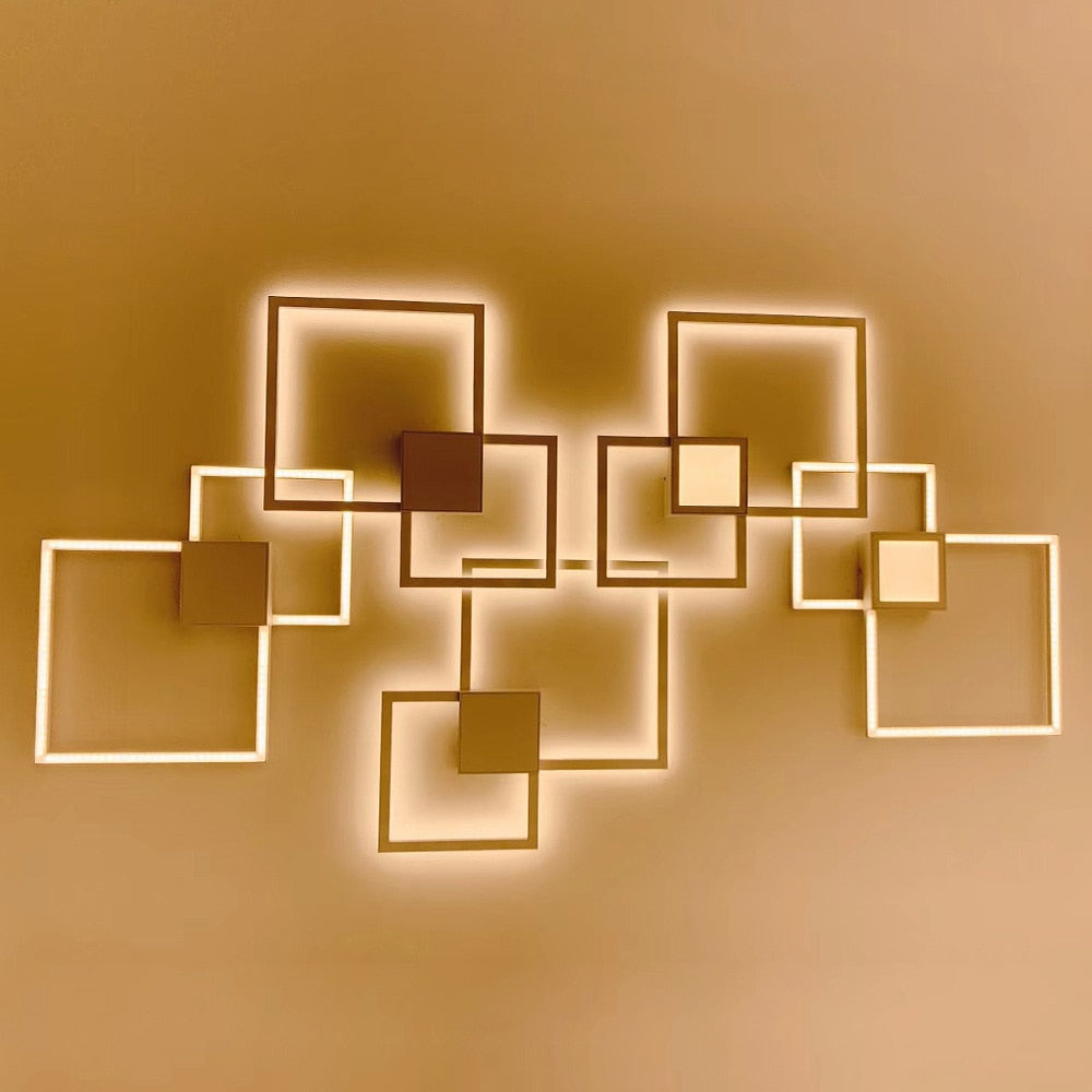 LumaNova Square Light LED Wall Fixture Black And White Finish Indoor Living Room Decor
