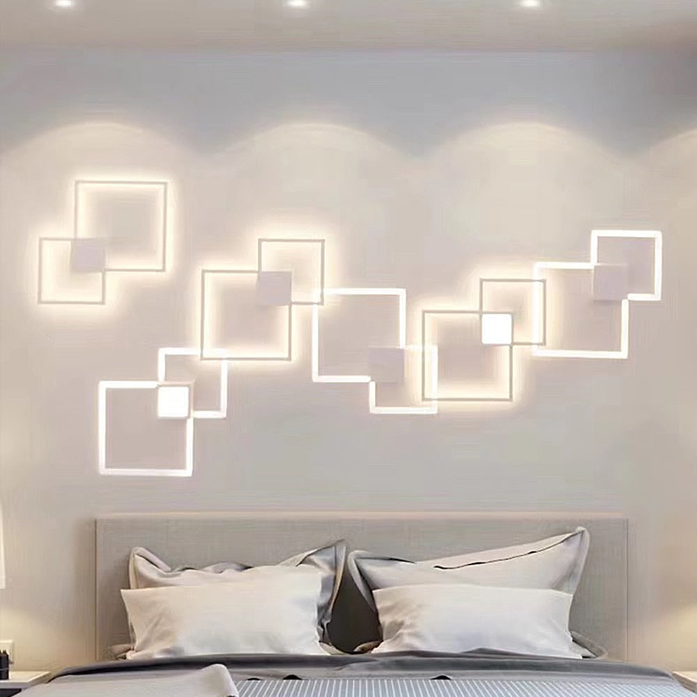 LumaNova Square Light LED Wall Fixture Black And White Finish Indoor Living Room Decor