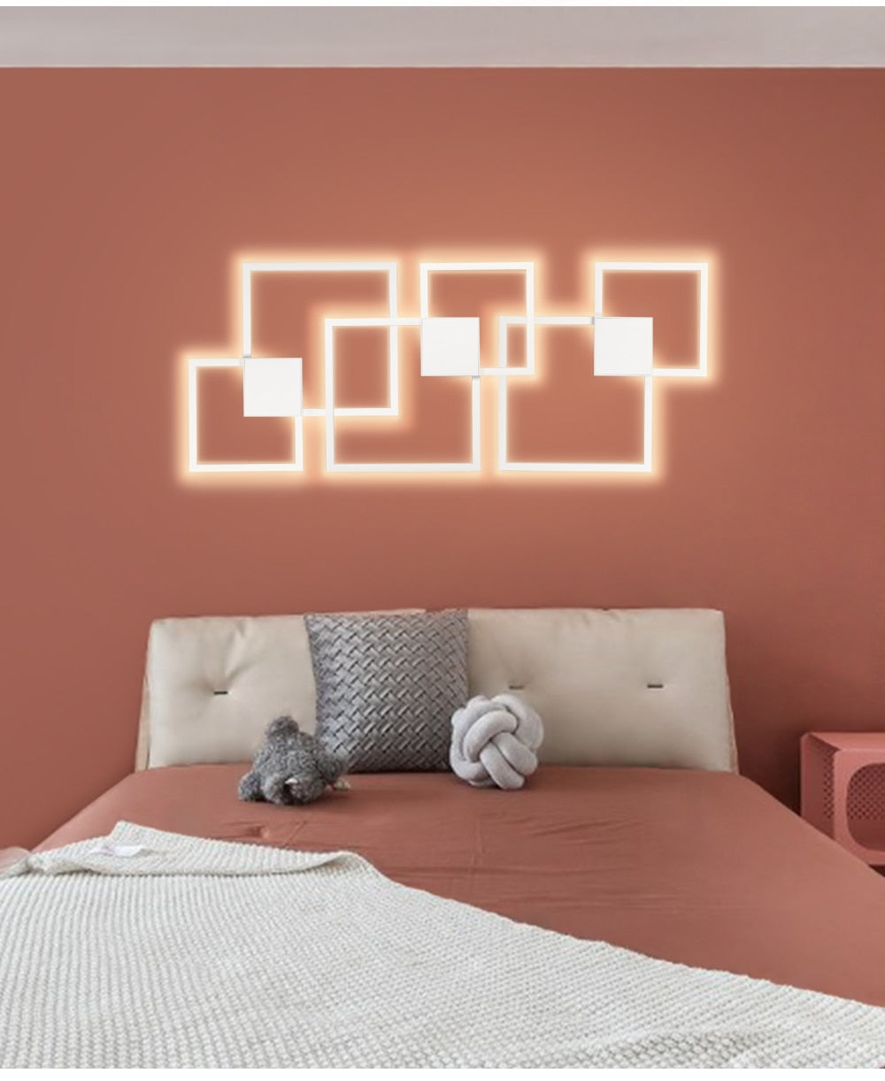 LumaNova Square Light LED Wall Fixture Black And White Finish Indoor Living Room Decor
